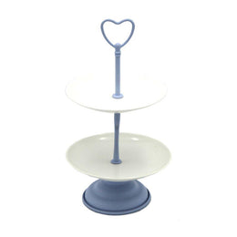 Indigo metal cake stand 2 tiers cmø15h27