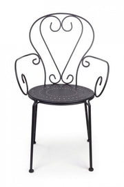 Garden chair with armrests in anthracite steel ETIENNE 49x49x h89 cm