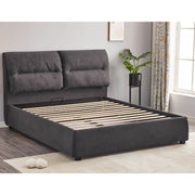 Dark Grey Safira Fabric Double Storage Bed 173x214.5x112 cm