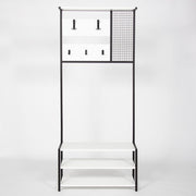 White Nomad Entry Shelf with 5 Coat Hooks L 78 x W 30 x H 182 cm