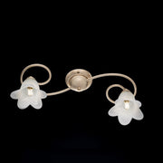 Flowers ceiling lamp in iron Ivory Gold two lights lampshades 56x26x h17 cm