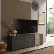 Sabry 3-door TV stand in titanium oak Kadiz