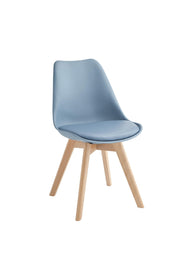 Chairs in polypropylene and light blue leatherette seat 48.5x52x82h cm