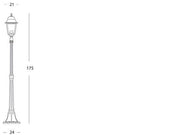 Aluminum Floor Lamp with Transparent Glass Diffusers, Max Height 210mm, 230V Power Supply, Max Power 100W, Black