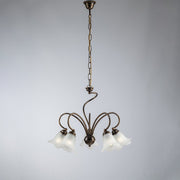 Brown iron chandelier living room white glass lampshades 57x h46 cm