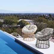 Outdoor armchair in gray natural fiber with MOLLY cushion diameter 69x92x h78 cm
