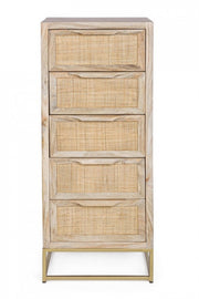 Chest of 5 drawers in natural wood in vintage style