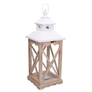 Squared natural white wooden lantern cm22x22h56,5