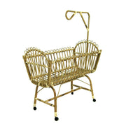 Wicker cot with canopy with wheels 58x100xh.44 - 90 cm