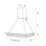Rustic white kitchen hood RUSTICHELLA with wooden frame in walnut color inlay avoids 90 cm
