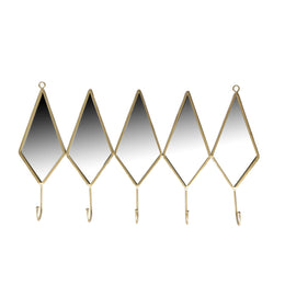 5-seater metal hanger with gold mirror cm45,5x26,5x5