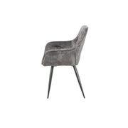 Modern Dark Grey Velvet Senna Chair with Black Metal Frame