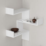 White 3-Level Wall-Mounted Corner Bookshelf H 90 x D 22 x W 60 cm