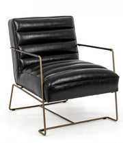 Armchair with painted steel structure and seat covered in black imitation leather 62.5x74x80-45-56h cm