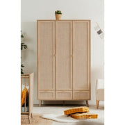 Bali 60B wardrobe with 3 doors and 3 wicker effect drawers