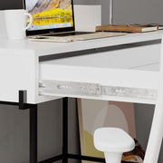 Leila White Desk with Anthracite Details and Drawer - 101cm H x 60cm D x 110cm W
