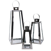 Square silver metal lantern 1-3 cm20,5x20h47