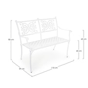 Bench Giglio white for outdoor use cm 110 x 59 x 85 h