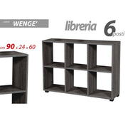 Libreria rettangolare divisorio sei cubi posti grigio 90x24x60