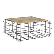 Industrial style coffee table in wood and steel 80x80