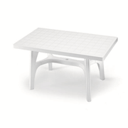 Rectangular garden table in white resin 140x80xh73 cm