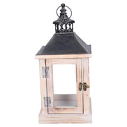 Rectangular bleached wood lantern cm17x17h37