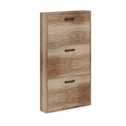 Slim shoe cabinet in melamine wood 3 flaps Country Walnut 108x65x15 cm