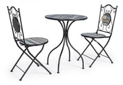 Garden set table and 2 chairs with Huston ceramic decorations