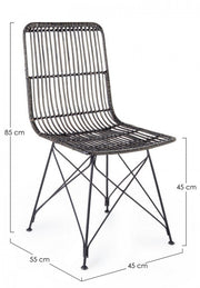Contemporary style chair in steel and black kubu LUCILA 45x55x h85 cm