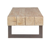 Garrett industrial coffee table with wooden top