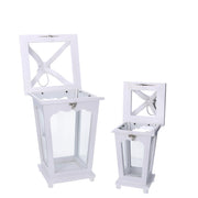 Rectangular white wooden lantern 1-2 cm22,5x22,5h52