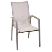 Armchair in aluminum and Cleveland matt dove gray textline
