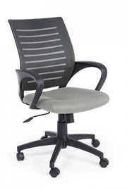 Gray office chair with wheels and armrests