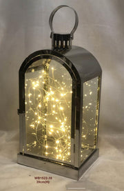 Black metal led lantern cm20,2x15,2h38,5-46