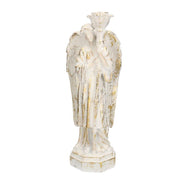 White gold resin angel with lantern 15x11h40 cm