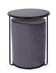 Annika dark gray modern coffee table-ottoman combo set