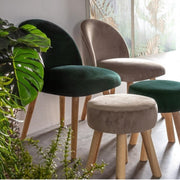 Adeline stool in dove gray velvet effect wood