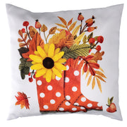 Fabric cushion boots with white sunflower cm43x43