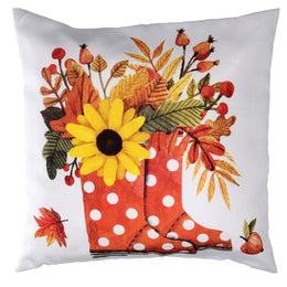 Fabric cushion boots with white sunflower cm43x43