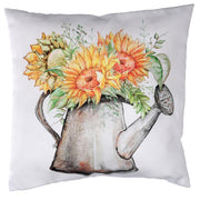 Fabric cushion with white sunflowers cm43x43