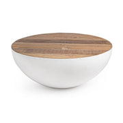Design style white coffee table in recycled wood cm Ø90 - 38