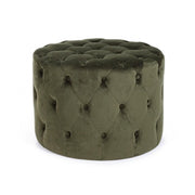 Vintage green velvet pouf cm 60 x 42 h