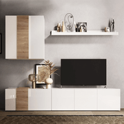 Sabry wall system 301 cm glossy white Kadiz oak