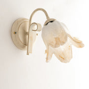Iron Applique Ivory Gold one light lampshade in White Amber glass 26x h20 cm