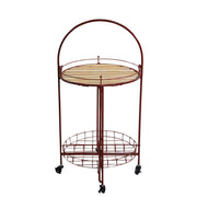 Round red metal folding table with wheels cmø49h67 - 98