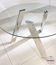 Fixed table in transparent tempered glass 120x75h cm