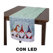 Blue LED gnomes fabric runner cm40x150