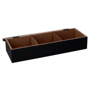 Rectangular black wooden tea box cm29x10h6