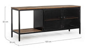 Industrial-style 2-door metal TV cabinet