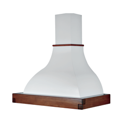 LALLA extractor hood in white stainless steel and tobacco-coloured wooden frame 120 cm